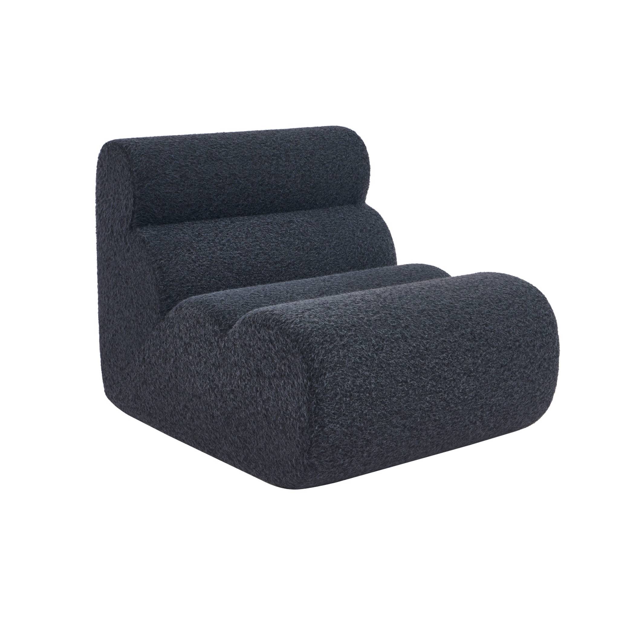 Lot de 3 chauffeuses tissu effet alpaca bleu foncé 1 place - L 81 x P 99 x H 75cm - Nova
