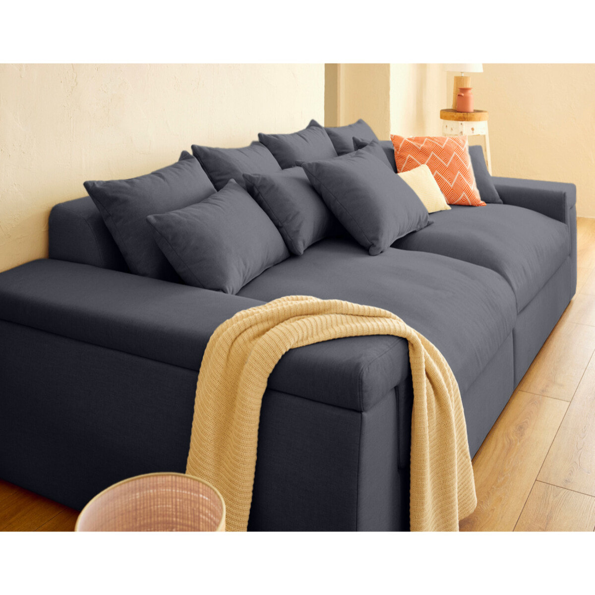 Sergio - canapé 4 places - assise profonde - en tissu - Gris
