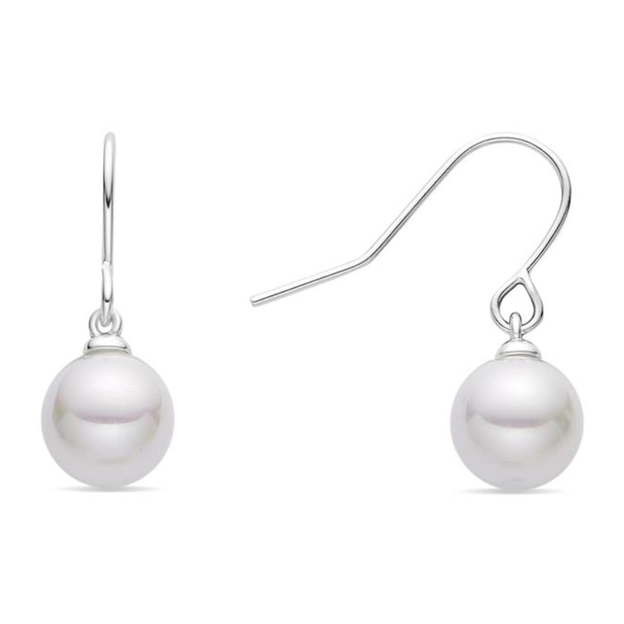 Pendientes con Perla Blanca acabado plata