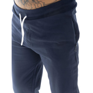 Tuta da uomo in cotone non garzato con colletto e zip Leone Basic