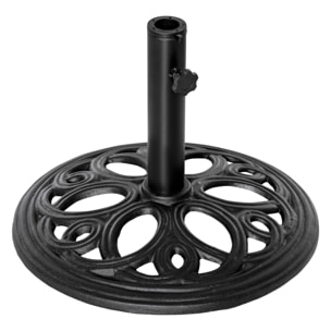 Pied de parasol design rosace aspect fer forgé poids net 11,5 Kg dia. 45 cm fonte noir