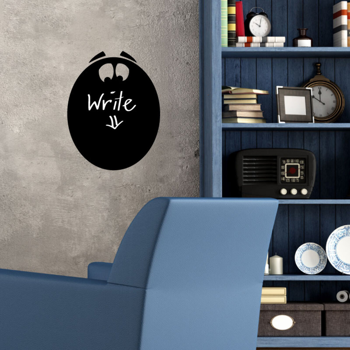Sticker ardoise tableau noir - stickers muraux adhésif effaçable - VISAGE