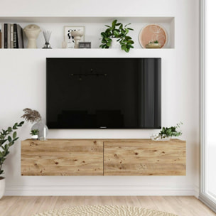 Mobile porta TV Dabubaka, Credenza da soggiorno, Armadio basso per TV, Base parete attrezzata, 140x32h29 cm, Quercia