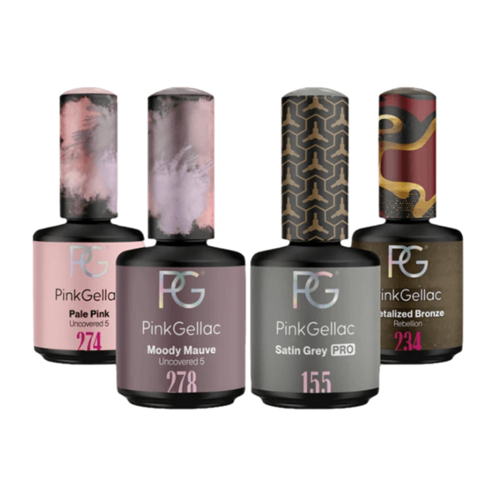 Set vernis semi-permanent - 4 x 15 ml Beige, Nude, Rose, Violet