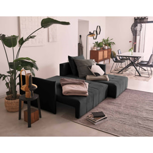 Petra - canapé d'angle réversible - convertible avec coffre - 4 places - en velours - Gris foncé