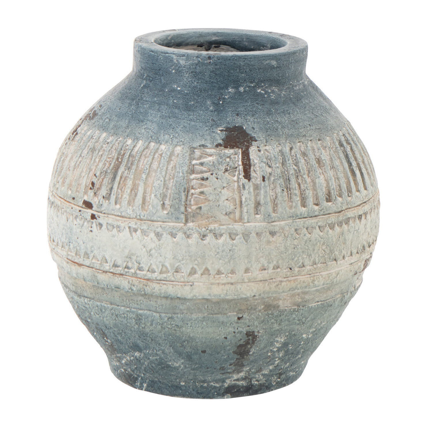 J-Line Cache-Pot Extérieur Antique - polyrésine - bleu/blanc - small