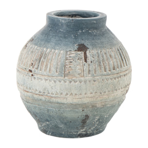 J-Line Cache-Pot Extérieur Antique - polyrésine - bleu/blanc - small