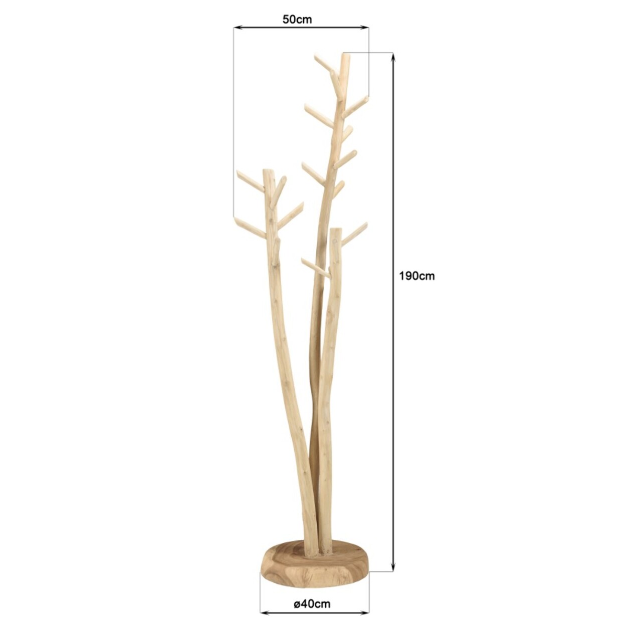 WILL - Porte-manteau 3 branches en teck naturel