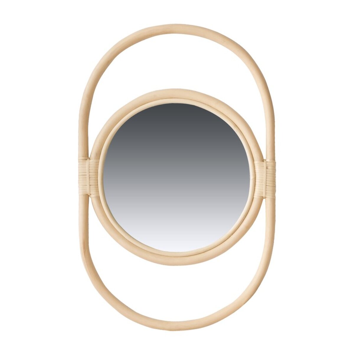 Dinha miroir rond mural en rotin naturel