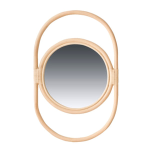 Dinha miroir rond mural en rotin naturel