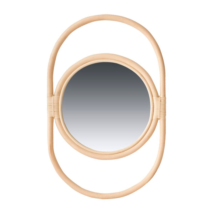 Dinha miroir rond mural en rotin naturel