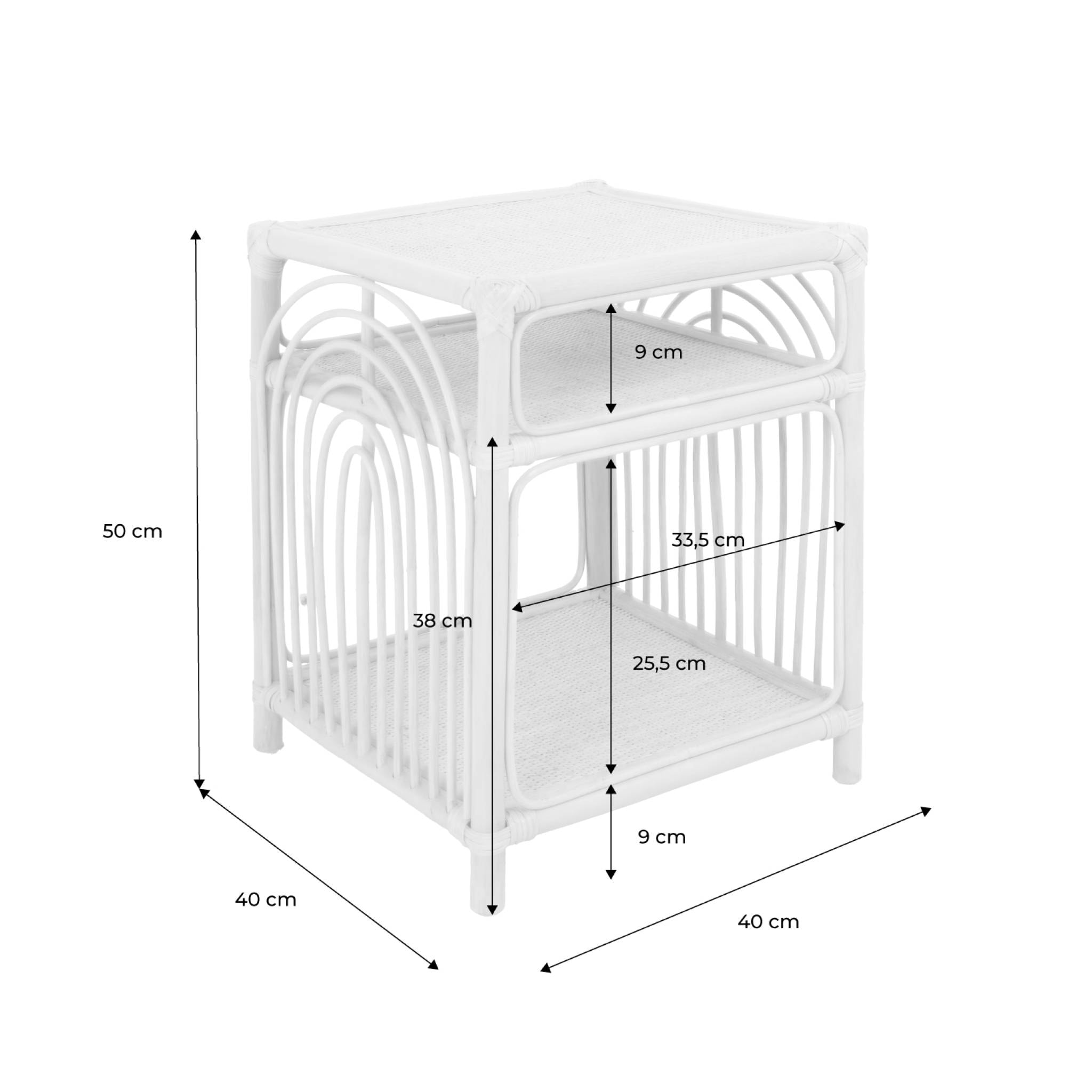 Table de chevet rotin naturel 1 étagère 1 niche L 40 x P 40 x H 50cm - Bandung