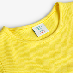 Camiseta niÃ±a, canalÃ© lisa, mangas cortas, amarillo