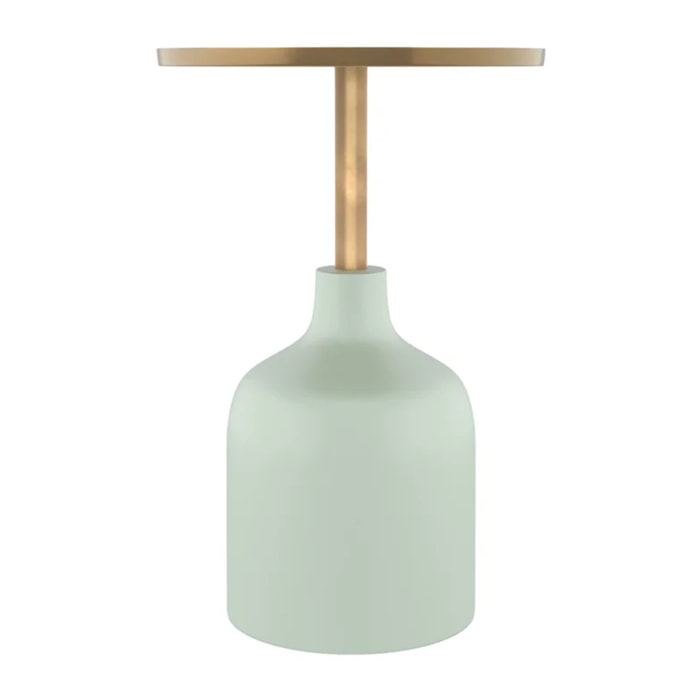 Table d'appoint ronde en métal  vert d'eau et laiton D40 cm - Lyne
