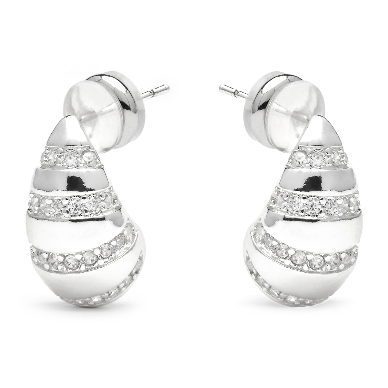 Pendientes acabado plata y Circonita Brillante