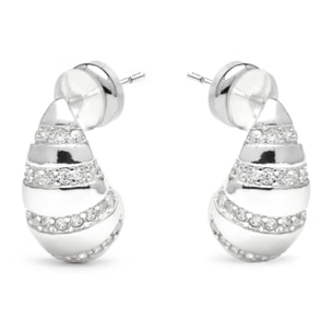 Pendientes acabado plata y Circonita Brillante