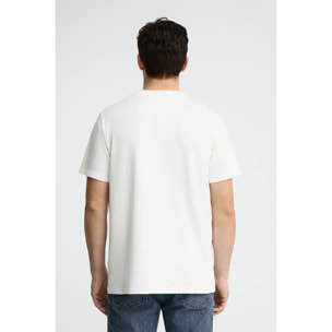 Camiseta blanca de cuello redondo con parche Polo Club
