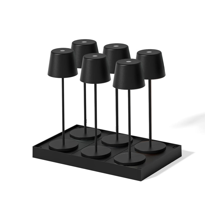 6 Lampes de table KELLY Noir H38cm + base de chargement