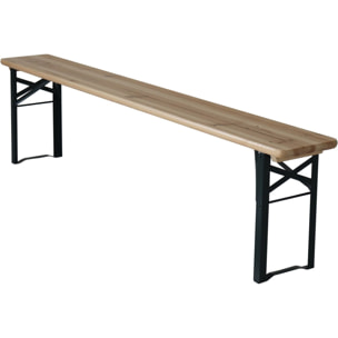 Table de jardin brasserie pliante avec 2 bancs " Lisbonne " - 176 x 46 x 75 cm -  Marron