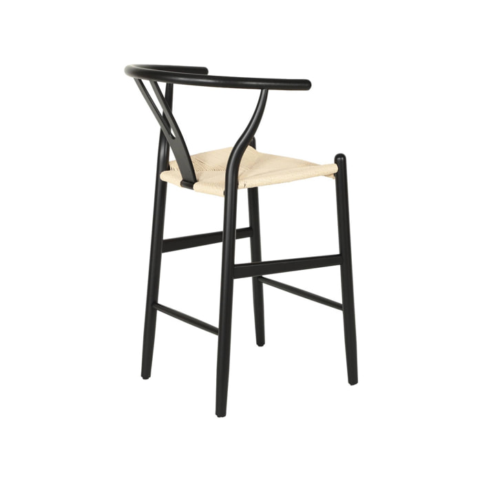 Tabouret de bar vintage bois de hêtre et cordes (lot de 2) CECILE