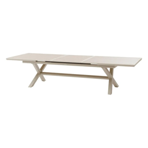 Table de jardin extensible "Axiome" effet bois lin & argile 12 places en aluminium