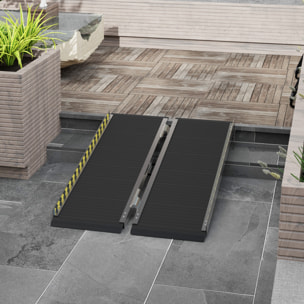 Rampa para Sillas de Ruedas Plegable de Aleación de Aluminio 91/122 cm Rampa Portátil con Adhesivos Reflectantes Carga 272 kg