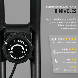 Bicicleta Estática Plegable con 8 Niveles de Resistencia Magnética Bicicleta de Ejercicio Fitness con Pantalla LCD y Asiento Regulable para Casa Oficina 43x85x109 cm Negro