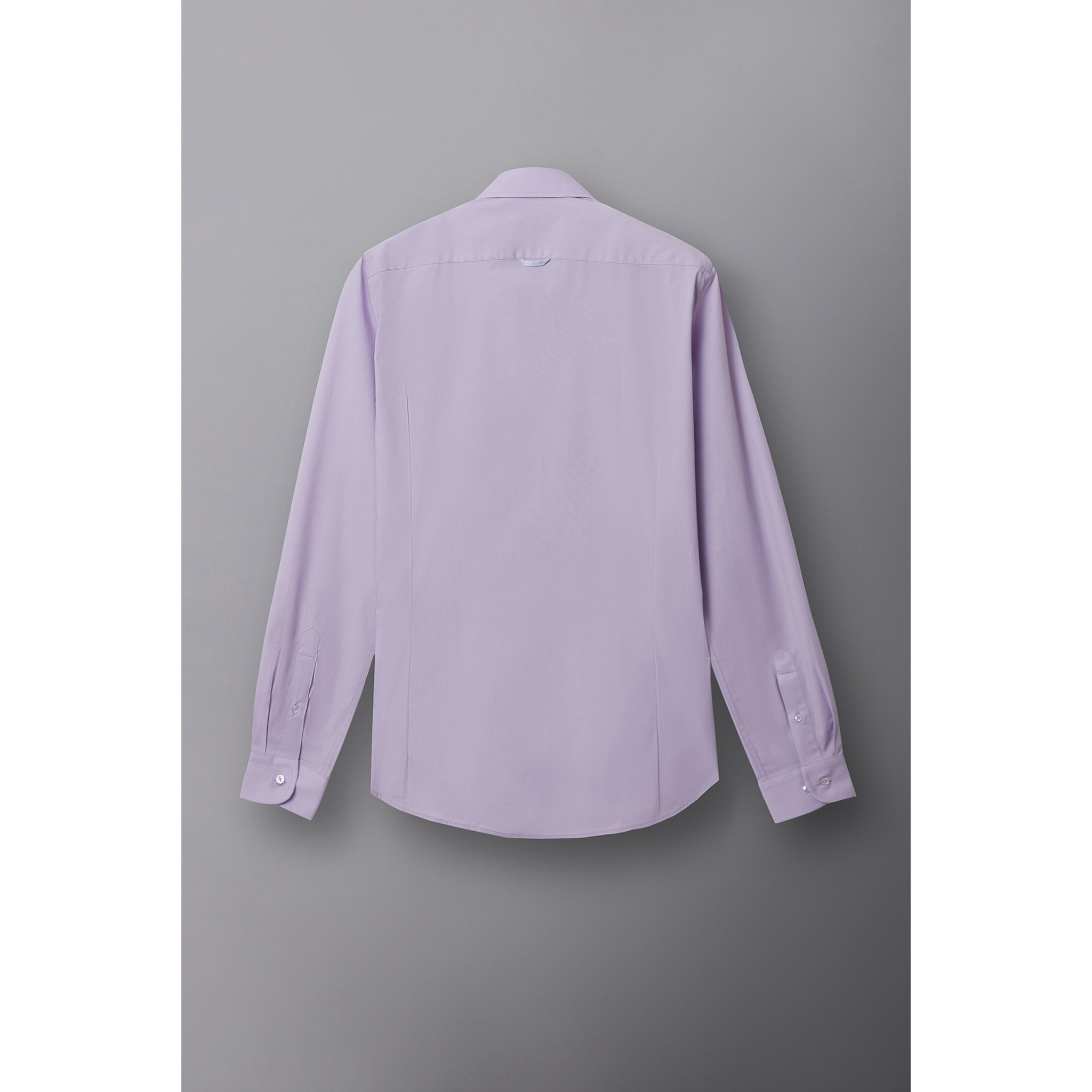 Camicia Uomo 1 Bottone Francese Slim Popeline Stretch Unito Lilla