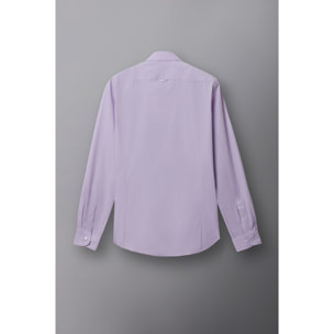 Camicia Uomo 1 Bottone Francese Slim Popeline Stretch Unito Lilla