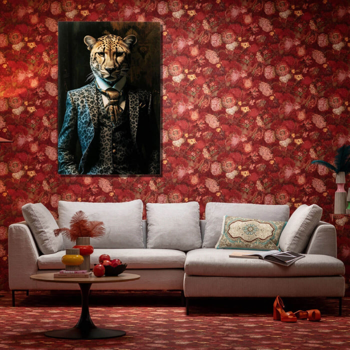Tableau en verre léopard costume 100x150cm Kare Design