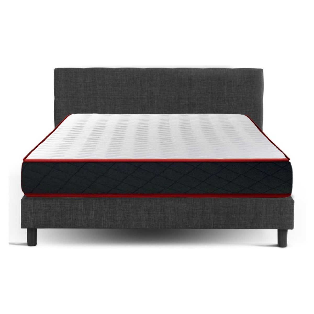 Lit Venise Tissu Gris fonce + Matelas Memoire de Forme| Design et qualité