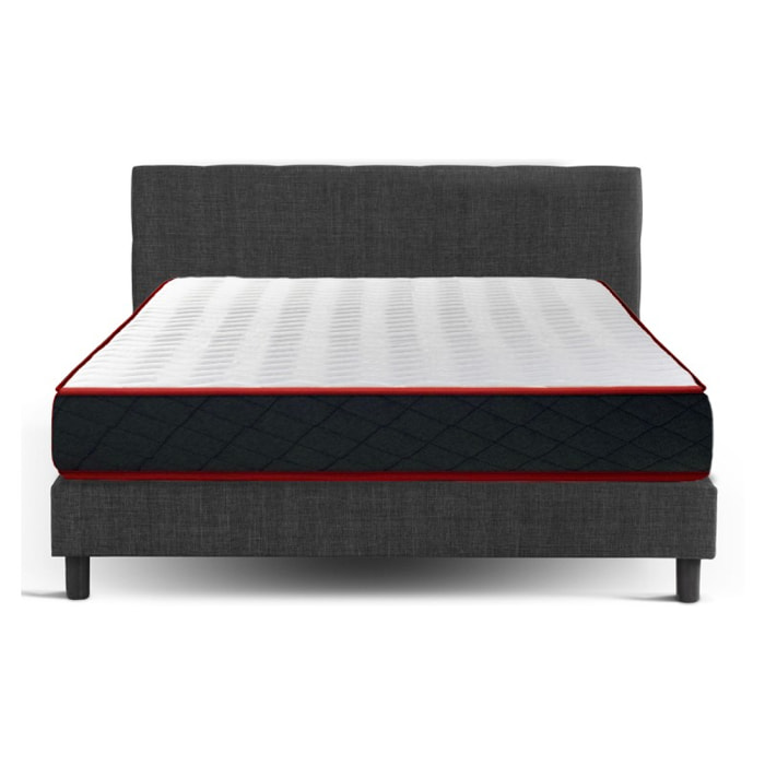 Lit Venise Tissu Gris fonce + Matelas Memoire de Forme| Design et qualité