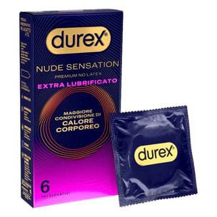 Preservativi Anallergici Nude Sensation Premium No Latex Extra Lubrificati ad Alta Sensibilità Senza Lattice - 6 Profilattici