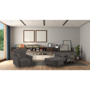 Poltrona Atlantis, Divano singolo, Poltrona soggiorno apertura a carrello, Braccioli standard, 100% Made in Italy, Cm 110x90h85, Grigio