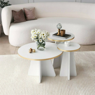 Tavolino da salotto Armanda, Tavolo basso da caffè, Portariviste per divano, Ripiano da soggiorno, 60x60h40 cm, Oro e Bianco