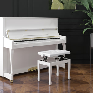 Banquette piano tabouret siege hauteur reglable blanc bois revêtement synthétique