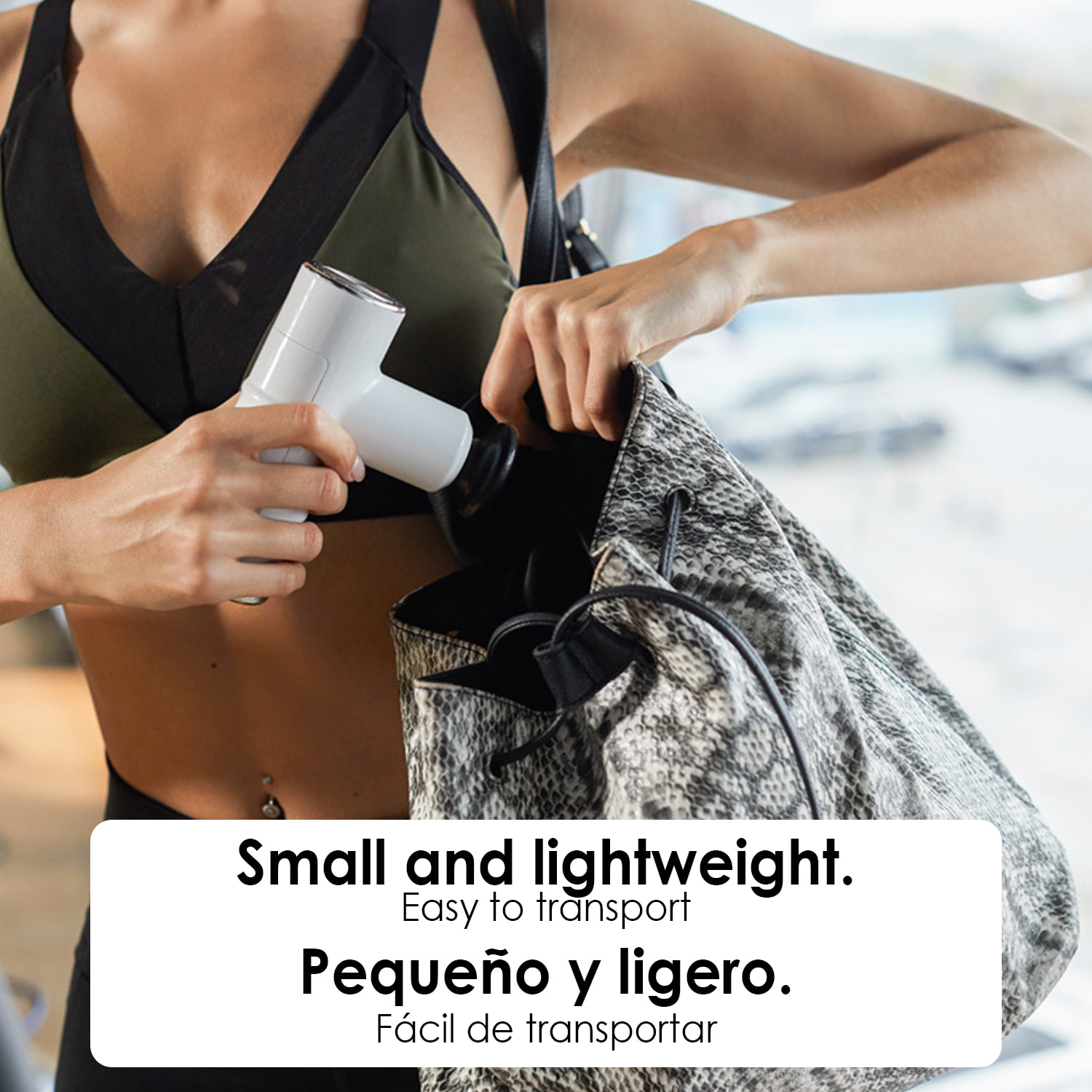 Pistola per massaggio muscolare compatta Fascia Gun HT-2. 4 livelli con velocità fino a 3200 rpm. 4 testine.