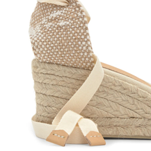 Sandalia de cuña Bilina estilo peep-toe en algodón orgánico