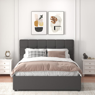 LYANNA Lit avec coffre de rangement 160x200cm velours gris foncé