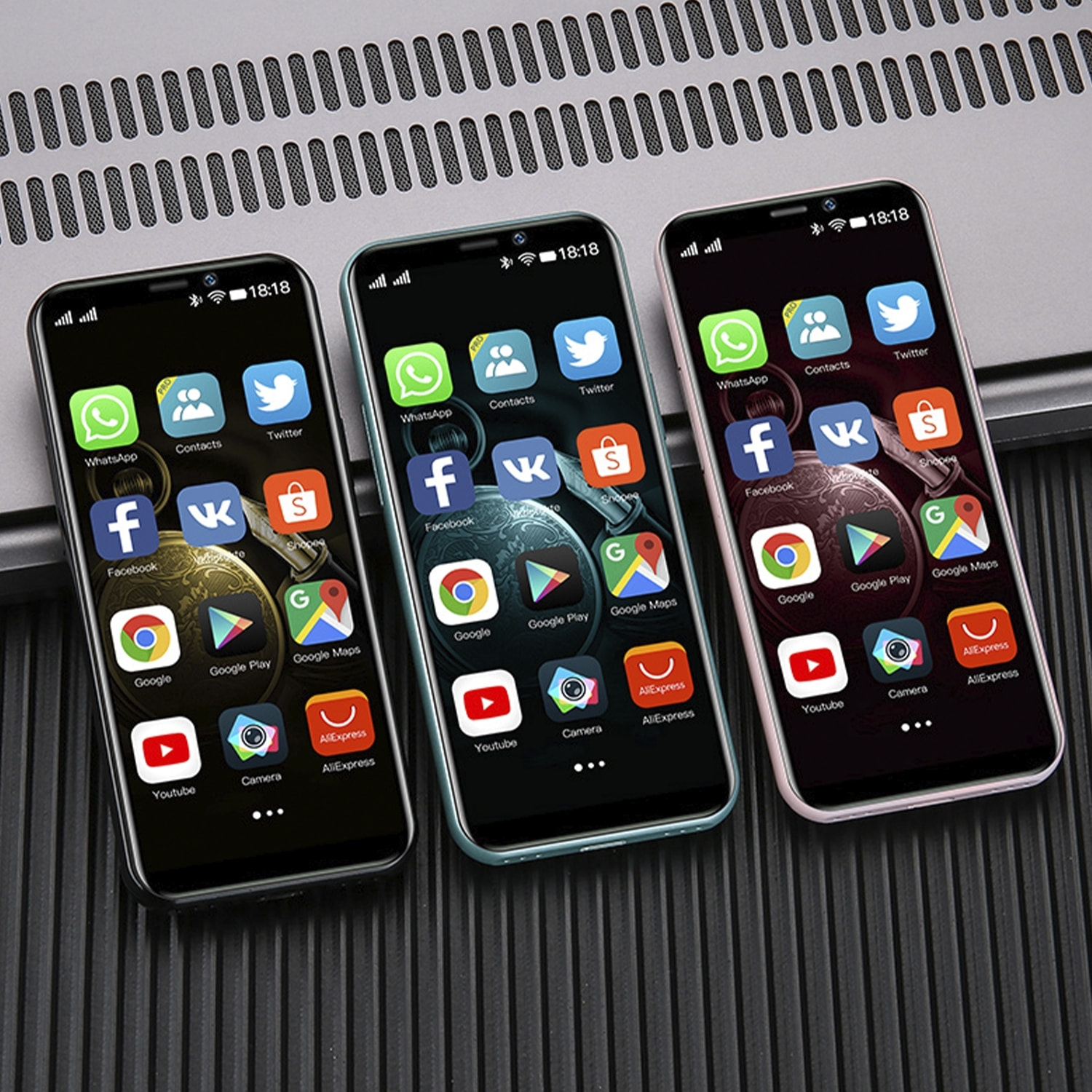 DAM  Mini Smartphone S10-H 4G, Android 9.0, 3GB RAM + 32GB. Schermo 3,46''. Doppia SIM 4,5x1x10,2 cm. Colore verde