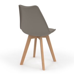 Chaises Nordia assise taupe et pieds bois - lot de 6
