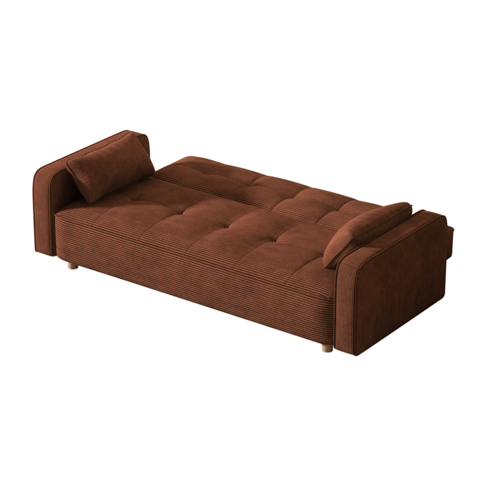 Canapé scandinave convertible 3 places en velours côtelé terracotta COOPER