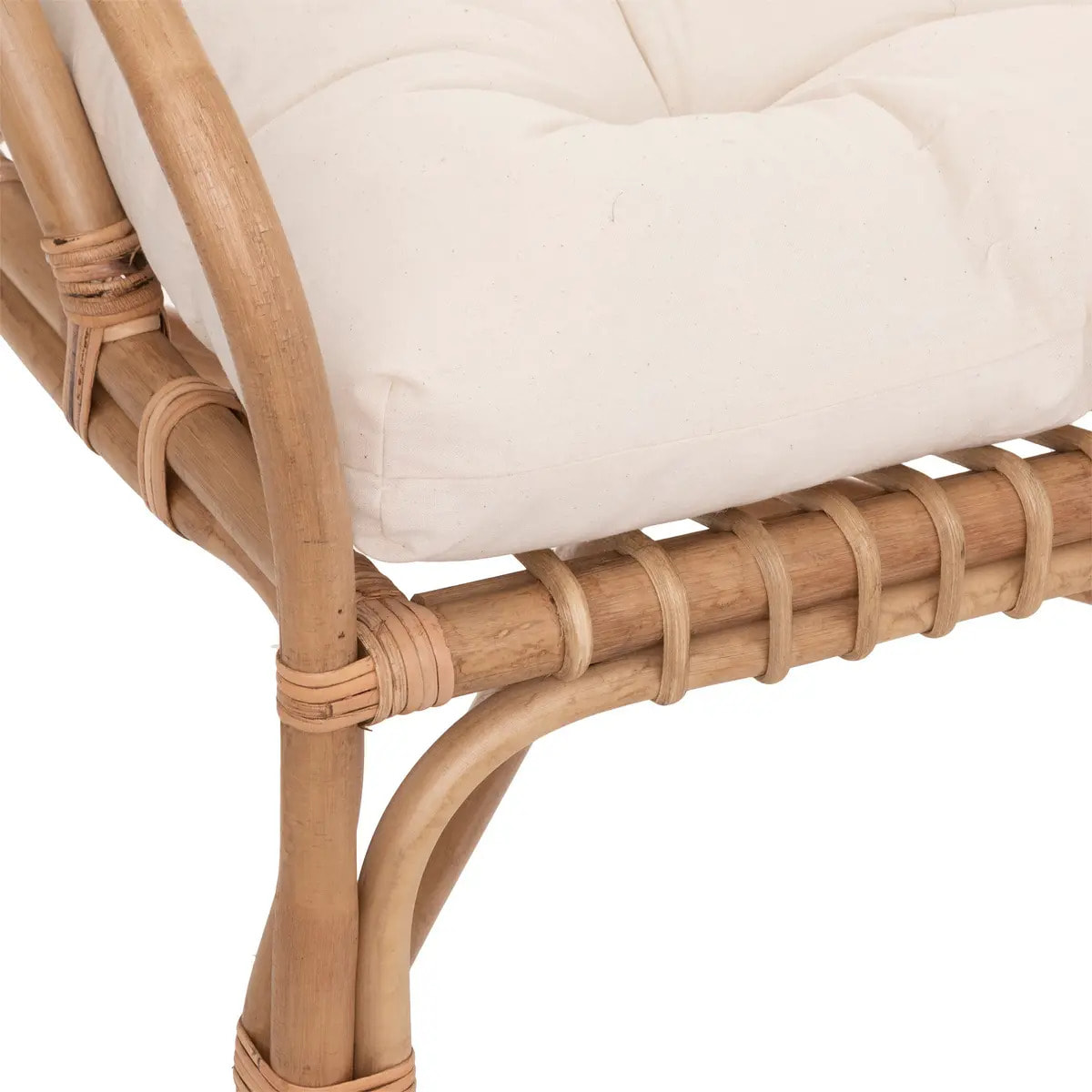 Banquette "Neta" 2 places rotin tissu blanc