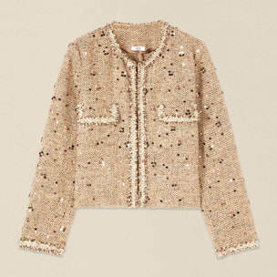 Oltre - Chaqueta de tejido estructurado con lentejuelas - Beige