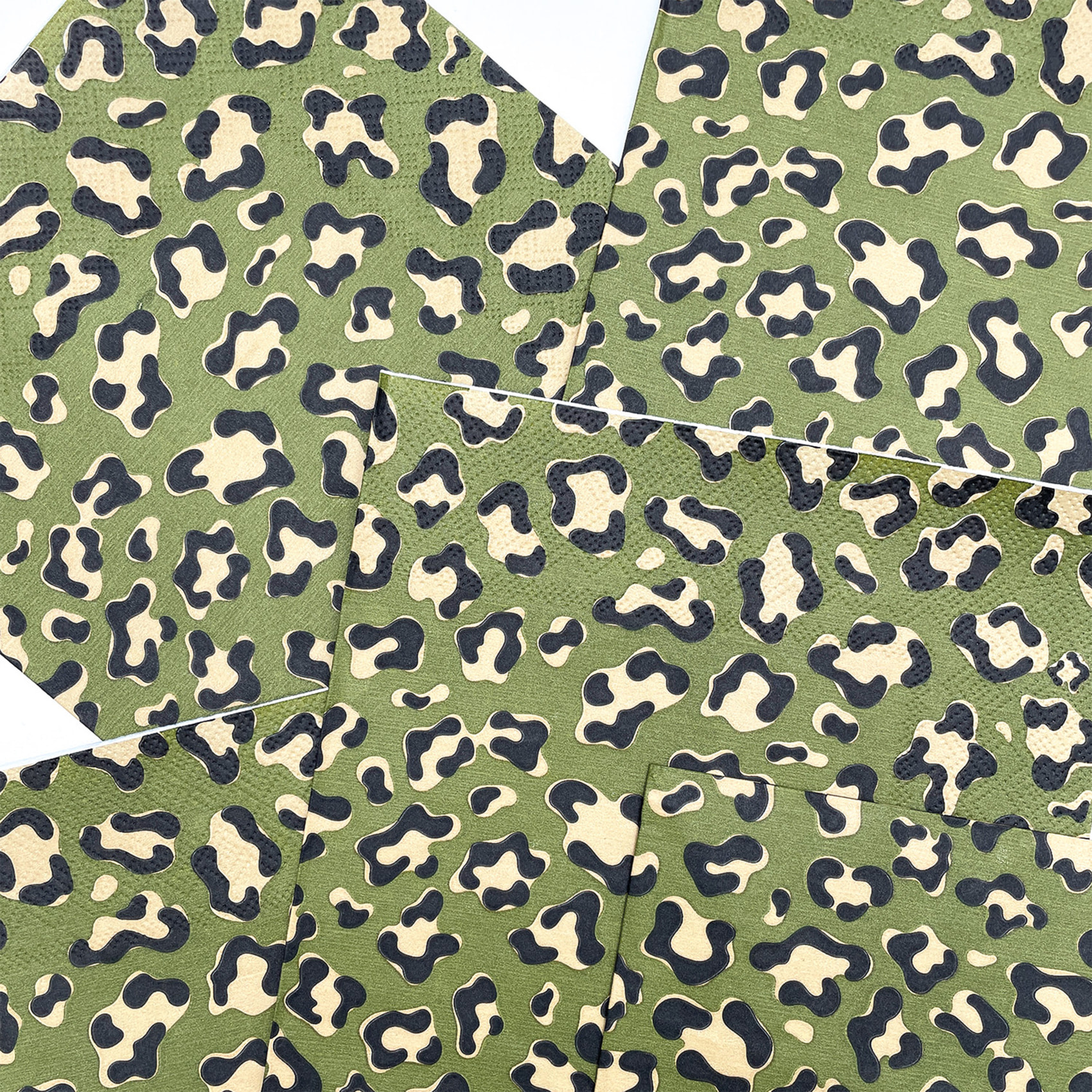 Lot de 20 serviettes papier léopard - Kaki