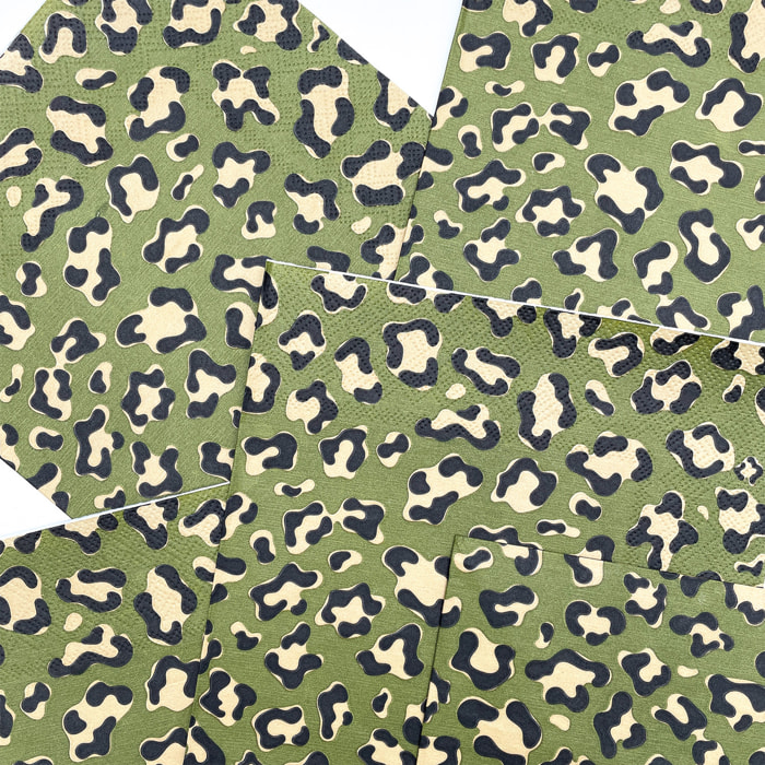 Lot de 20 serviettes papier léopard - Kaki