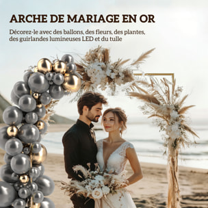 Arche décorative autoportante - arche de mariage - 200 x 40 x 200 cm - métal doré