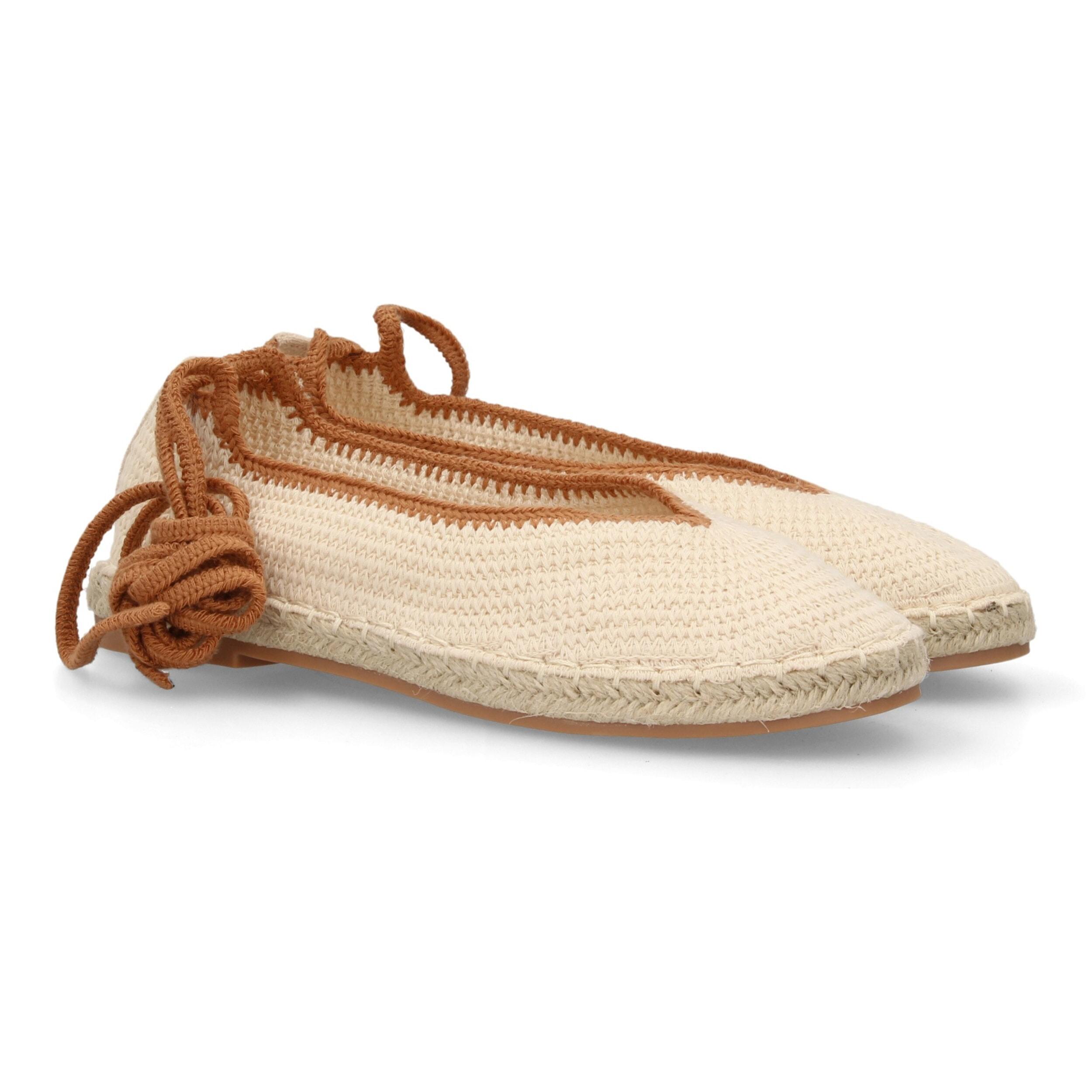 Alpargata plana mujer tejido flexible con cordones
