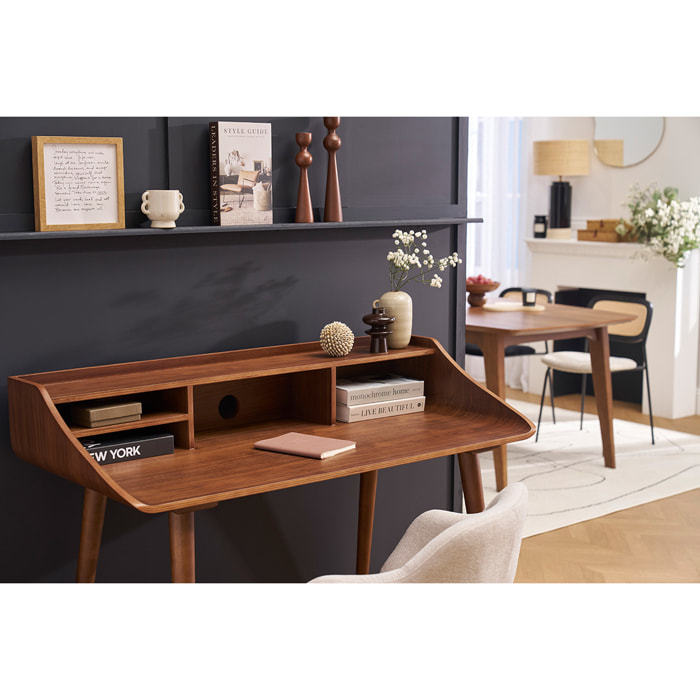 Bureau avec rangements vintage bois foncé L120 cm NORDECO
