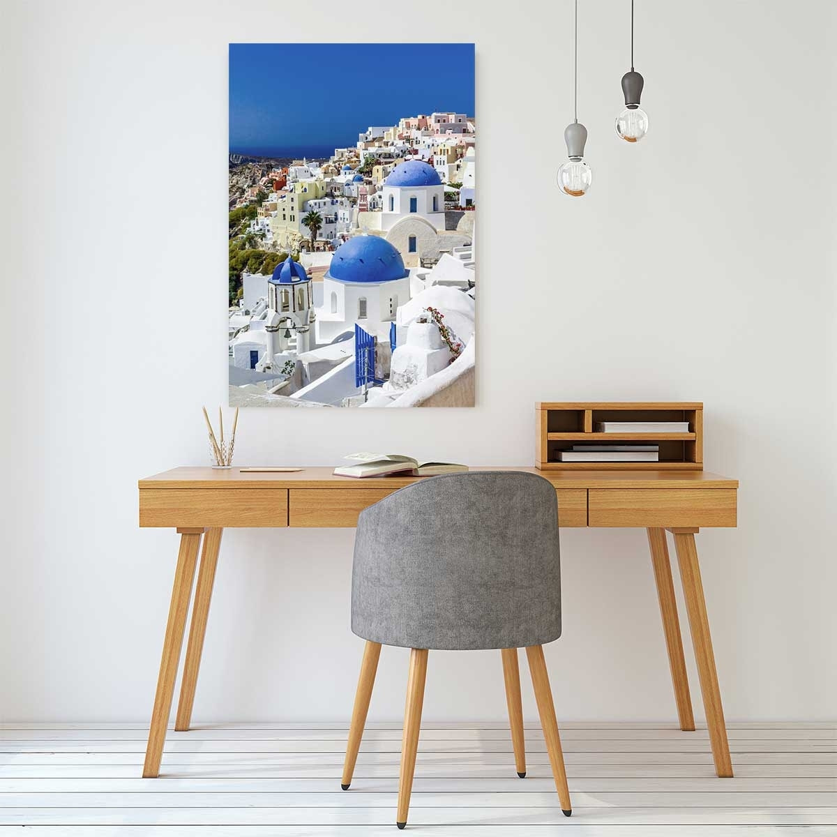 Tableau dôme bleu sur les cyclades Tableau plexiglas